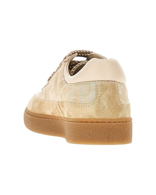 Fendi Natural Ff Fabric And Suede Leather Sneakers Kids for men
