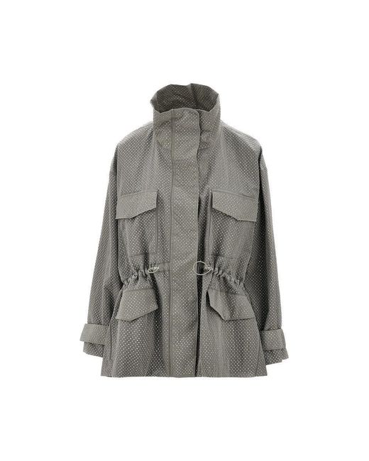 Pinko Gray Poplin Balloon Mini Dress