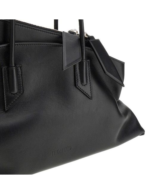 The Attico Black Leather Medium 'La Passeggiata' Bag