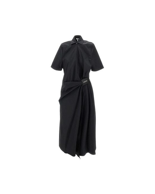 Abito Midi A Portafoglio di Loewe in Black