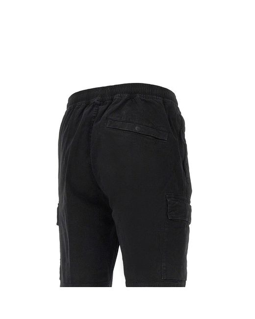 Stone Island Black Cotton Cargo Pants With Logo Badge for men
