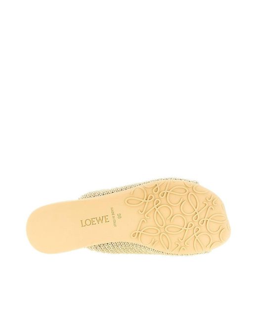 Loewe Natural 'Pebble Soft' Raffia-Effect Slides