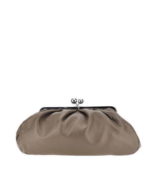 Weekend by Maxmara Gray Leather Large 'Pasticcino' Bag