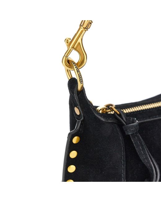 Isabel Marant Black Suede Leather Oskan Moon Bag
