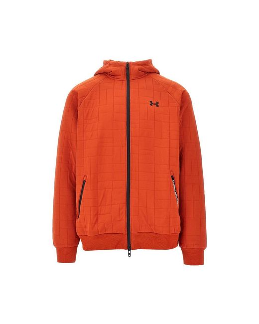 Under Armour Orange Ua Unstoppable Fleece Textured Fullzip Hoodie for men