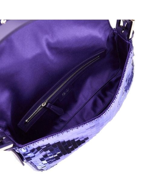Fendi Blue Sequinned Baguette 26424 Bag