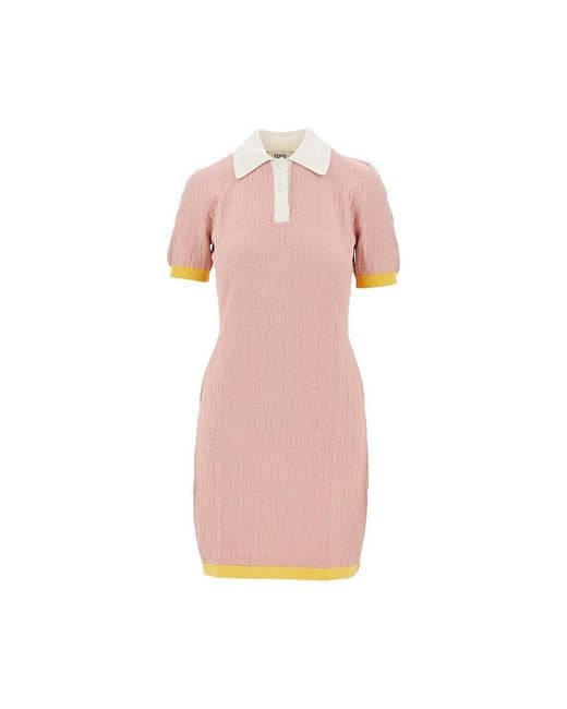 Fendi Pink Jacquard Ff Knit Mini Dress