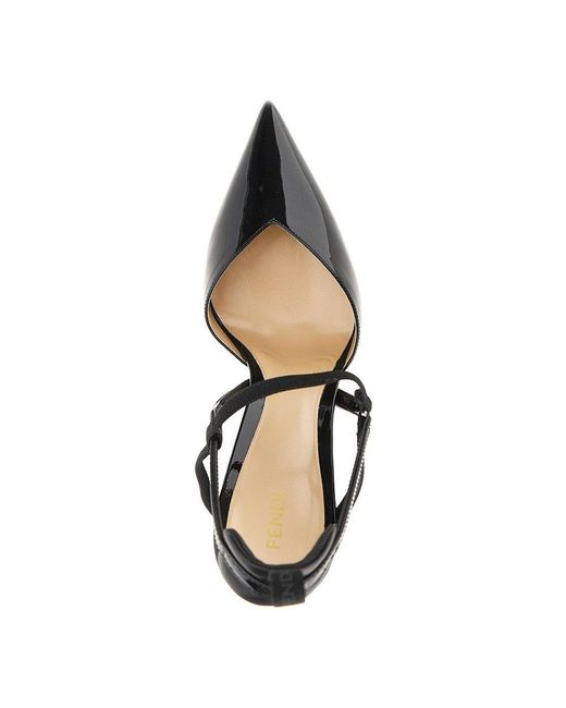 Fendi Black Patent Leather 'Very Colibrì' Slingback Pumps 39