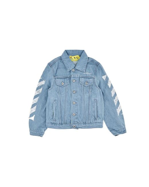 Off-White c/o Virgil Abloh Blue 'Diag Sketch' Print Denim Jacket Kids 12 for men