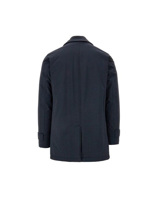 Herno Blue Padded Sub-Zero Single-Breasted Coat for men