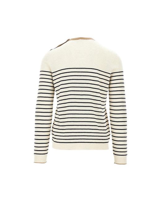 Prada White Linen-Blend Marinière Sweater for men