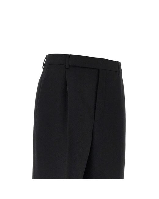 Saint Laurent Black Wool Grain De Poudre Pants for men