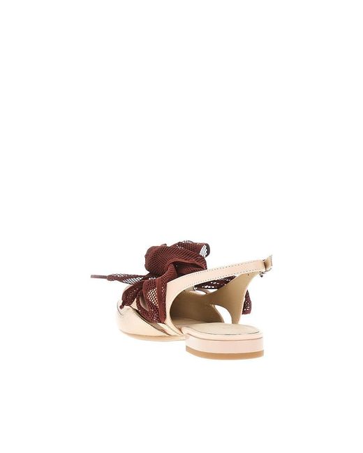 Pinko Brown Leather And Mesh Slingbacks