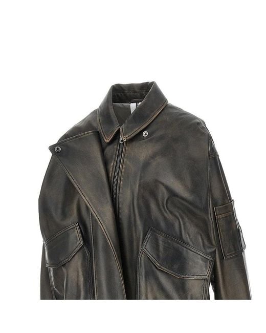 S.W.O.R.D Black Nappa Leather Oversized Bomber Jacket