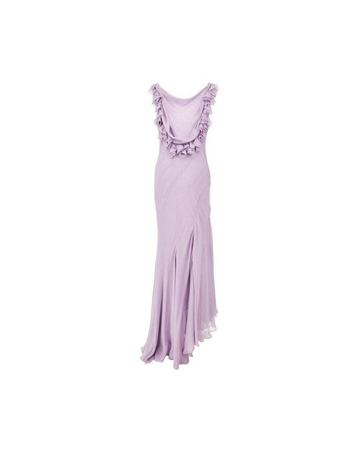 Abito Lungo Con Ruches E Schiena Scollata Donna di Alberta Ferretti in Purple