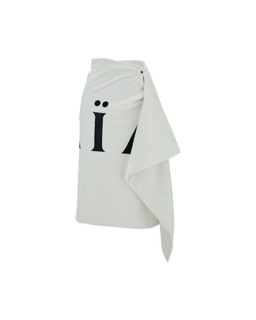 スカート ALAIA 24FW White Logo Terry Towel Skirt AA9J05566T661 000 ALAÏA TOWEL SKIRT IN COTTON TERRY |ALAÏA US