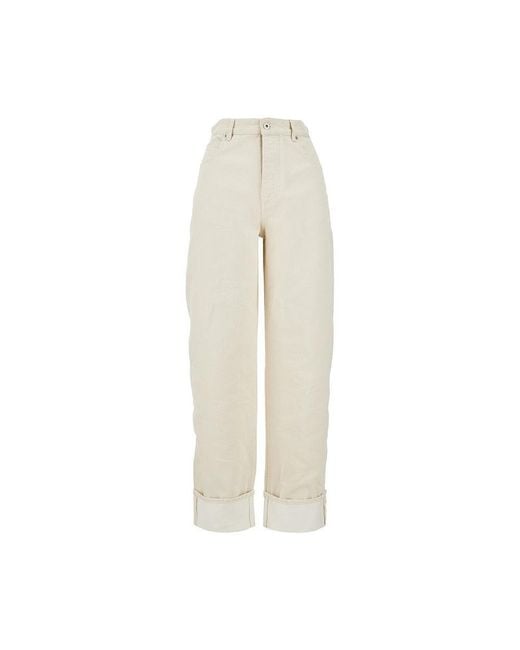 Bottega Veneta White Stone Washed Jeans With Cuffs