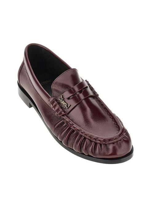 Saint Laurent Red Leather Loafers With Cassandre Logo 37