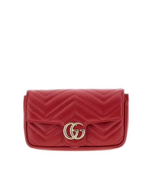 Gucci Gg Marmont Mini Bag With Cardholder in Red Lyst UK