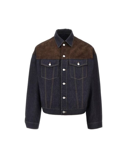Prada Black Suede Leather And Denim Blouson for men