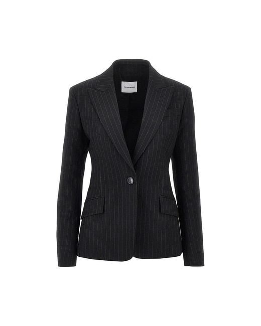 ANDAMANE Black 'Bianca' Jacket With Pin-Striped Motif