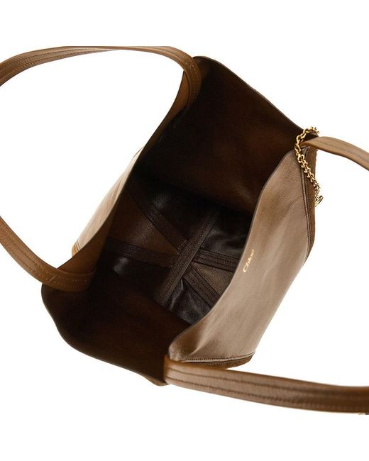Chloé Brown Medium 'Chloé Spin' Leather Tote Bag