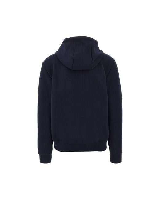 EA7 Blue Stretch Jersey Full-Zip Hoodie for men