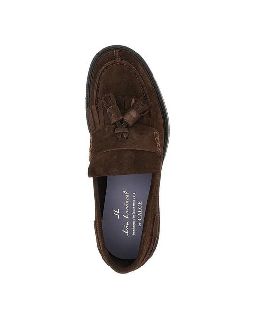 JUAN LACARCEL BY CALCE Brown Suede Leather Loafers With Tassels 41 for men