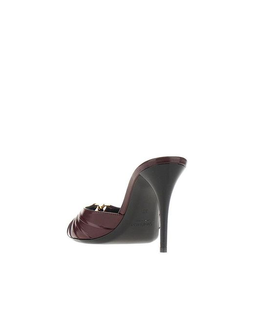 Saint Laurent Purple 'Babylone' Leather Mules