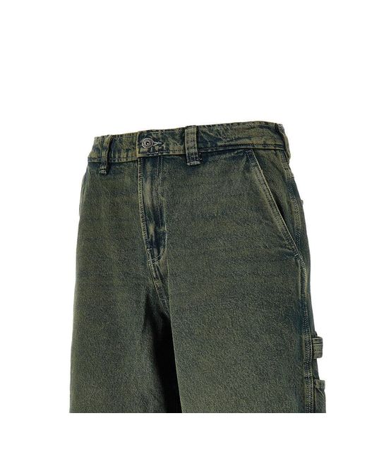 Dickies Green Loose Denim Painter Shorts for men