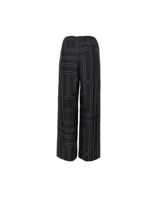 Totême  Black Monogram Silk Pyjama Pants