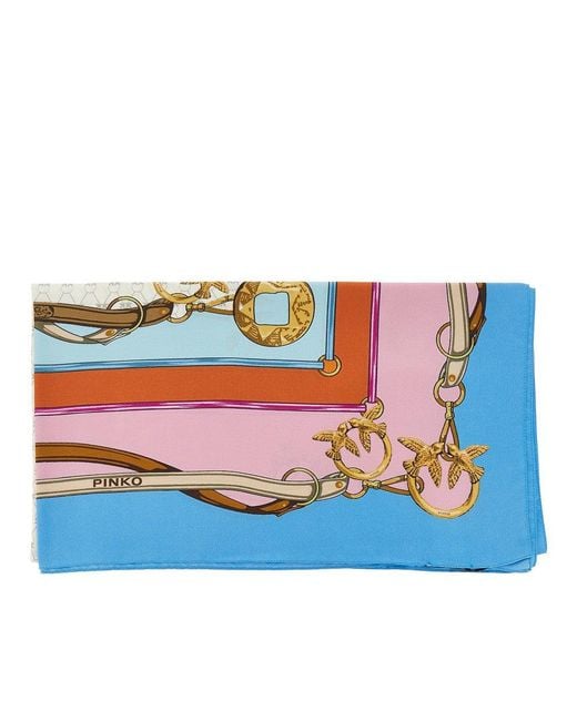 Pinko Blue Printed Twill Scarf