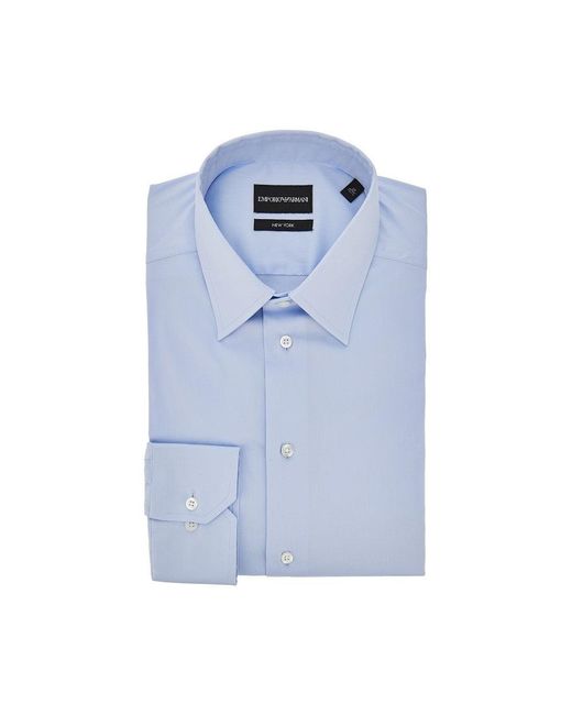 Emporio Armani Blue 'New York' Stretch Satin Shirt 16 for men