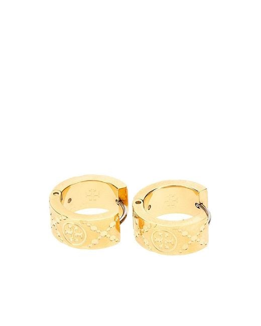 Tory Burch Yellow 'T Monogram' Small Hoop Earrings