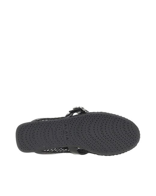 Alaïa Black Net Flat Mules