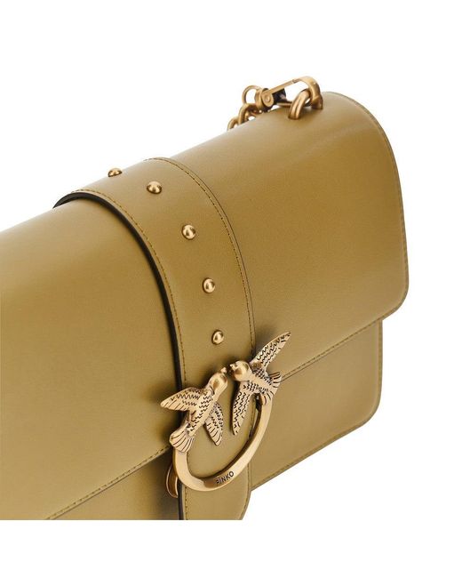 Pinko Metallic 'Love One Classic' Leather Bag