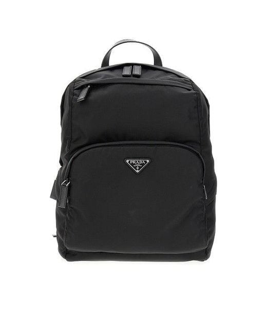 Prada Black Re-Nylon And Saffiano Leather Backpack for men