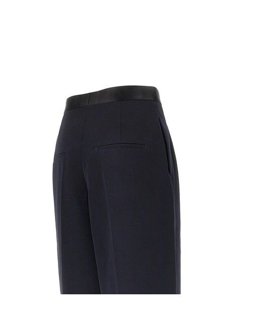 Bottega Veneta Blue Grain De Poudre Wool Pants With Darts