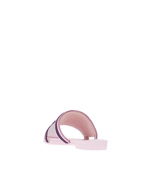 Gucci Purple Fabric And Rubber Slides