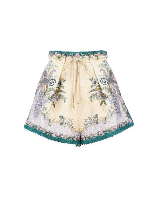 Zimmermann Natural 'Indra' Linen Shorts