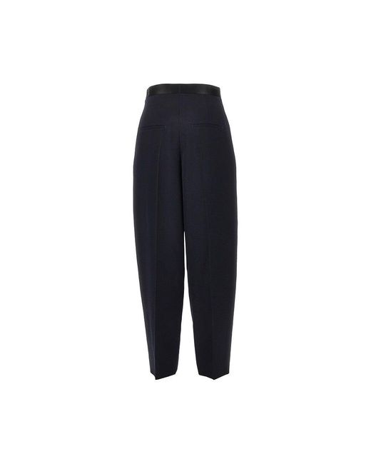 Bottega Veneta Blue Grain De Poudre Wool Pants With Darts