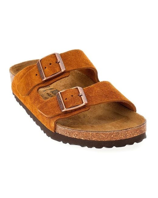 Birkenstock Brown Suede Leather 'Arizona' Slides for men