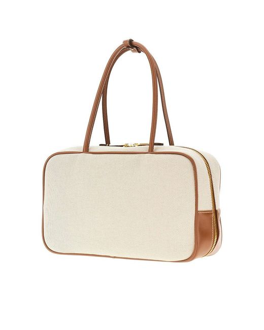 Miu Miu Gray Canvas And Leather Large 'Beau' Bag