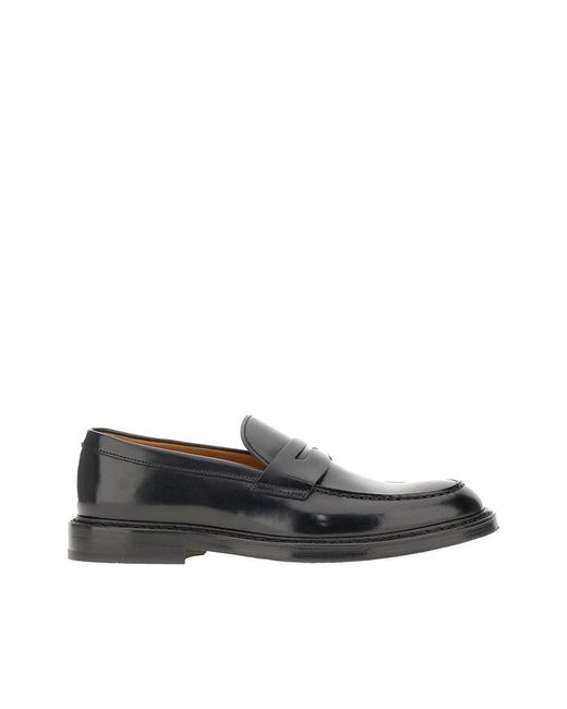 Doucal's Black Spazzolato Leather Loafers for men