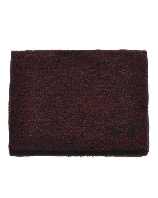 Emporio Armani Brown Bouclé Wool Blend Scarf for men