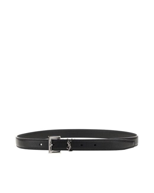 Saint Laurent Black Ysl Detail Leather Belt