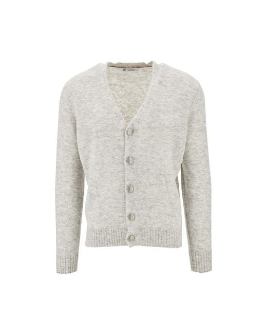 Brunello Cucinelli Gray Alpaca And Cashmere Blend Cardigan for men