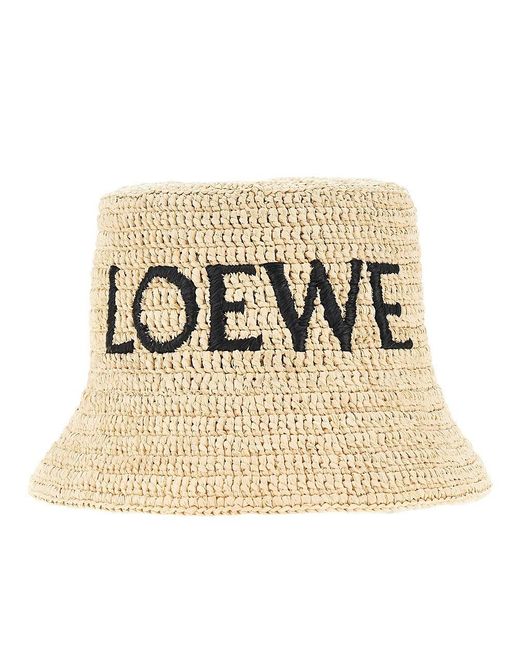 Loewe Metallic Raffia Bucket Hat With Logo