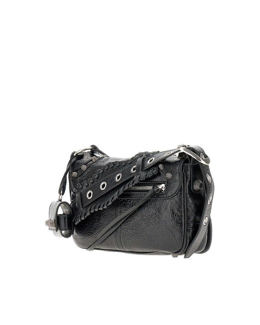 Balenciaga Black Arena Leather 'Le Cagole' Crossbody Bag for men