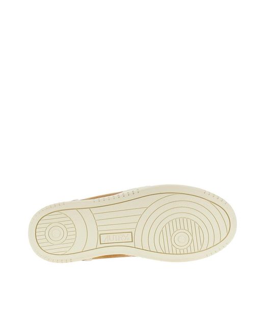 Autry Natural Suede And Shearling Medalist Low Sneakers